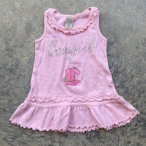 Vintage Y2K Rhinestone Western Cowgirl 6M Ruffle Lettuce Trim Dress